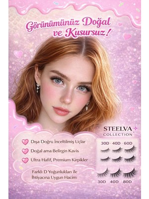 Steelva Özel Koleksiyon Takma Kirpik Seti Yapıştırıcı ve Fırça Hediyeli