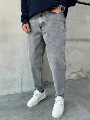 Difransel Jeans Trend Fit Rahat Kalıp Açık Gri Boyfriend Pantolon