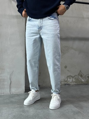 Difransel Jeans Trend Fit Rahat Kalıp Açık Mavi Boyfriend Pantolon
