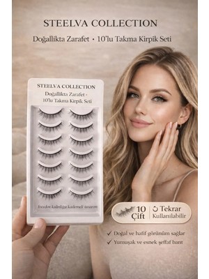 Steelva Doğal Görünümlü Takma Kirpik 10 Çift Özel Seri ( Ara Uzunluklu)