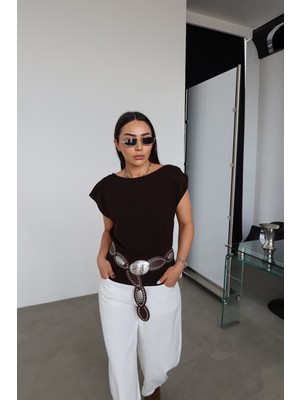 Özge Özgenç Kolsuz Dökümlü Triko Bluz