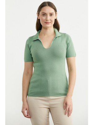Sementa Polo Yaka Basic Triko Tişört - Mint