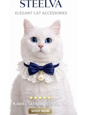 Steelva Fiyonklu ve Incili Kedi Kıyafeti (Kolyesi,bandanası)