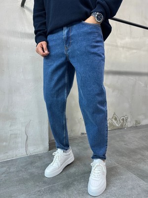 Difransel Jeans Trend Fit Rahat Kalıp Koyu Mavi Boyfriend Pantolon