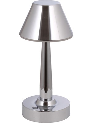 Avonni ML-64006-K Krom Kaplama Masa Lambası LED Metal Pleksi H: 25 cm, Ø: 11 cm