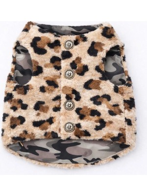 Steelva Leopar Desenli Polar Kedi & Köpek Yeleği Pet Kıyafeti
