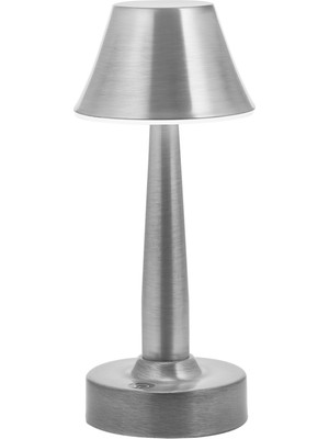 Avonni ML-64006-N Nikel Kaplama Masa Lambası LED Metal Pleksi H: 25 cm, Ø: 11 cm