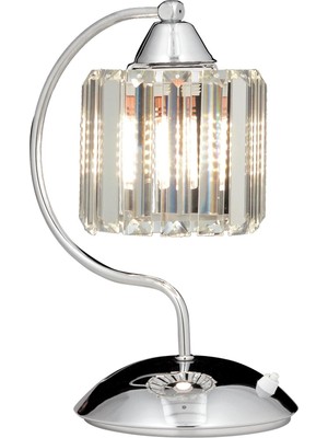 Avonni ML-65244-1K Krom Kaplama Masa Lambası E27 Metal Kristal H: 30 cm, WxD: 20x25 cm