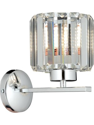 Avonni AP-65244-1K Krom Kaplama Aplik E27 Metal Kristal H: 25 cm, WxD: 20x27 cm