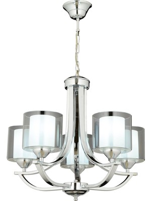 Avonni AV-65228-5K Krom Kaplama Modern Avize E27 Metal Cam H: 82 cm, Ø: 55 cm