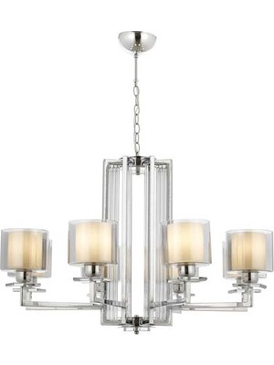 Avonni AV-4285-8K Krom Kaplama Modern Avize E27 Metal Cam H: 90 cm, Ø: 80 cm
