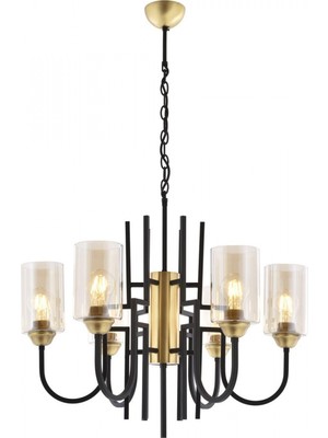 Avonni AV-4163-6E Eskitme Kaplama Modern Avize E27 Metal Cam H: 100 cm, Ø: 62 cm