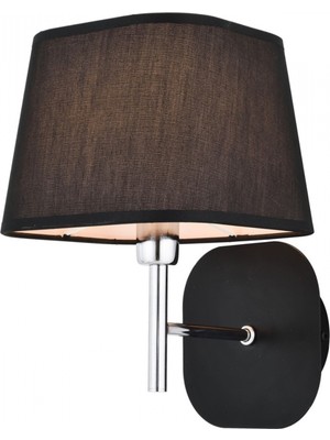 Avonni HAP-9071-1BS Siyah Boya Aplik E14 Metal Kumaş H: 28 cm, WxD: 18x22 cm