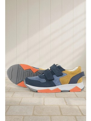 Rakerplus Hakiki Deri Lacivert Taba Çocuk Sneakers Spor Ayakkabı