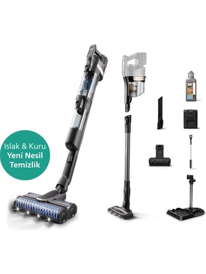 Philips 9000 Serisi AquaTrio Kablosuz Dikey Süpürge, Otomatik Temizleme ve Şarj İstasyonu​, AquaSpin Başlık, PowerCyclone Aqua, XW9463/11
