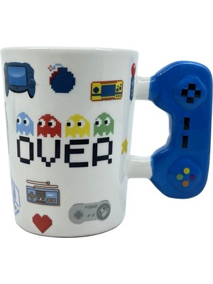 Bıyıklı Tobacco Retro Gamer Tasarım Seramik Kupa - Oyun Konsolu Saplı