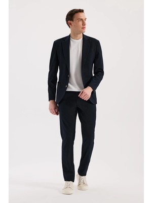 Jakamen Lacivert Slim Fit Mono Yaka Esnek Spor Ceket
