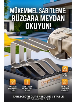 TransForMacion Masa Örtüsü Klipsi - Metal Masa Kelepçesi Masa Örtüsü Sabitleyici  8 ADET 718254
