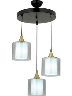 Avonni AV-65233-3T-BSY-F Siyah Boya Modern Avize E27 Metal Cam H: 71 cm, Ø: 40 cm