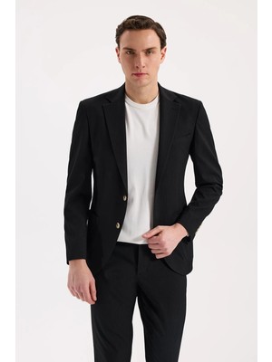 Jakamen Siyah Slim Fit Mono Yaka Esnek Spor Ceket