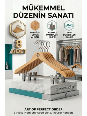Transformacion Takım Askısı Ceket Etek Pantolon Kıskaçlı 8 Adet Vincentis Devoto Design