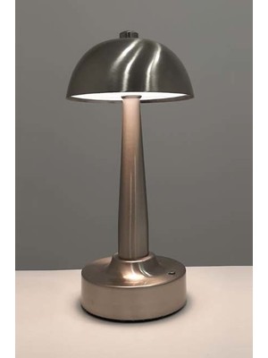 Avonni ML-64004-N Nikel Kaplama Masa Lambası LED Metal Pleksi H: 25 cm, Ø: 12 cm