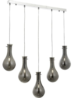 Avonni AV-1697-5KY Krom Kaplama Modern Avize E14 Metal Cam H: 100 cm, WxD: 80x15 cm