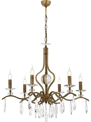 Avonni AV-1902-6E Eskitme Kaplama Modern Avize E14 Metal Kristal H: 110 cm, Ø: 80 cm