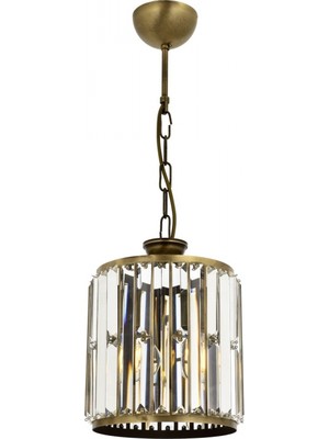 Avonni AV-1667-1E Eskitme Kaplama Modern Avize E27 Metal Kristal H: 65 cm, Ø: 20 cm