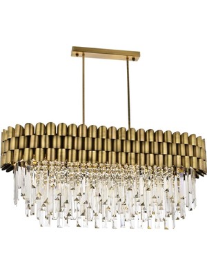 Avonni AV-1727-ELLIPSE Eskitme Kaplama Modern Avize E27 Metal Kristal H: 80 cm, WxD: 80x40 cm