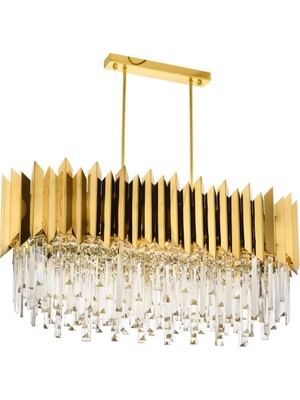 Avonni AV-1706-S85X40 Sarı Kaplama Modern Avize E27 Metal Kristal H: 80 cm, WxD: 85x40 cm