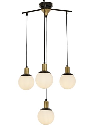 Avonni AV-1838-4BSY Siyah Boya Modern Avize E27 Metal Cam H: 110 cm, Ø: 54 cm
