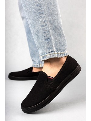 Phantom Emek Dokuma Erkek Slip-On Ayakkabı Siyah Tekstil Tabanlı Rahat Kullanım