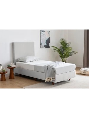 Vivense Luna Mılky Sabit Baza ve Başlık, Açık Gri, 100X200