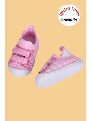 Mumenin Wisil Kız Çocuk&bebek Cırt Cırtlı, Esnek, Yumuşak Barefoot Taban Pembe Ilk Adım ve Spor Ayakkabısı