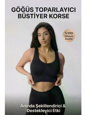 Figiza Kadın Göğüs Toparlayıcı Kalın Askılı Pedli Büstiyer Korse Dikişsiz Destekleyici Spor Sütyen