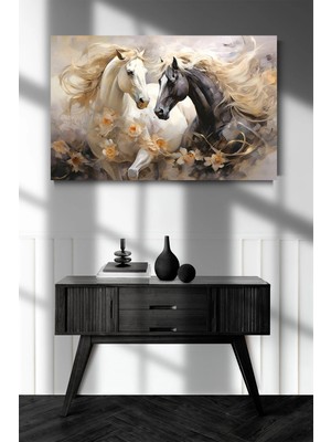 Lona Sanat Siyah Beyaz At Sanatsal Kanvas Tablo Oturma Yatak Odası Ofis Antre 0168