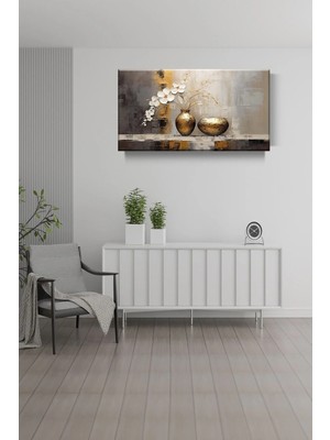 Lona Sanat Yağlı Boya Efektli Saksıda Çiçekler Modern Kanvas Tablo Salon Oturma Yatak Odası Ofis Antre 0255