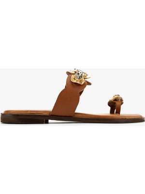 Valmenti Kadın Hakiki Deri Taba Düz Terlik 1141 578 Bn Trlk Y26 Tan Leather