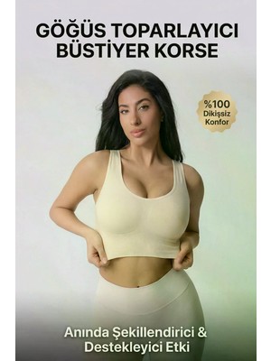 Figiza Kadın Göğüs Toparlayıcı Kalın Askılı Pedli Büstiyer Korse Dikişsiz Destekleyici Spor Sütyen