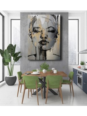 Lona Sanat Dekor Ofisi Soyut Karakalem Kadın Modern Dekoratif Kanvas Tablo