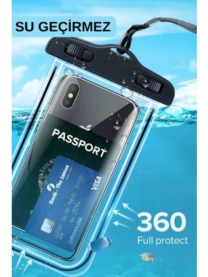 Glazef Yüksek Kaliteli Tüm Telefonlara Uyumlu Yağmur Su Geçirmez Waterproof Deniz Havuz Altı Telefon Kılıfı