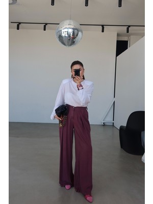 Özge Özgenç Beli Lastikli Geniş Kalıp Pantolon