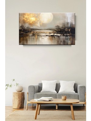 Lona Sanat Soyut Modern Sanatsal Ay ve Doğa Kanvas Tablo Salon Oturma Yatak Odası Ofis Antre 0355