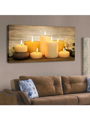 Lona Sanat Sarı Mumlar - Tek Parça Kanvas Tablo