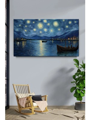 Lona Sanat Van Gogh Tarzı Sanat Yıldızlı Gece Manzarası Kanvas Tablo Salon Oturma Yatak Odası Ofis Antre 0300