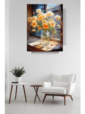 Lona Sanat Cam Vazodaki Çiçekler Sanatsal Dekoratif Kanvas Tablo Salon Oturma Yatak Odası Ofis Antre 0482