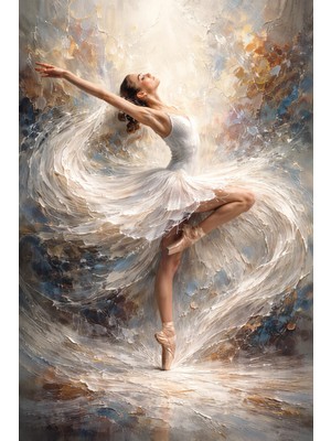 Lona Sanat Ultra Premium Balerin Tablo – Modern Ofis Dekoru Kanvas Tablo – Soyut Beyaz Dansçı Duvar Tablosu