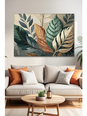 Lona Sanat Büyük Yapraklar Kanvas Tablo - Modern Duvar Tablosu - Canvas Tablo - Duvar Dekorasyonu - Duvar Süsü