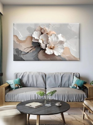 Lona Sanat Beyazın Narinliği - Beyaz Çiçekler - Baskı Kanvas Tablo